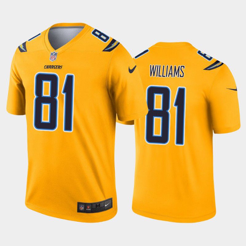 Men Los Angeles Chargers #81 Mike Williams Nike Gold Inverted Legend NFL Jersey